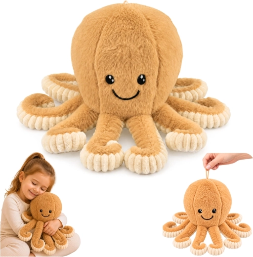Pieuvre en peluche avec tentacules élastiques beige 30 cm - 1 pièce