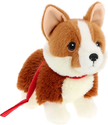 Corgi en peluche Keeleco avec laisse, 23 cm
