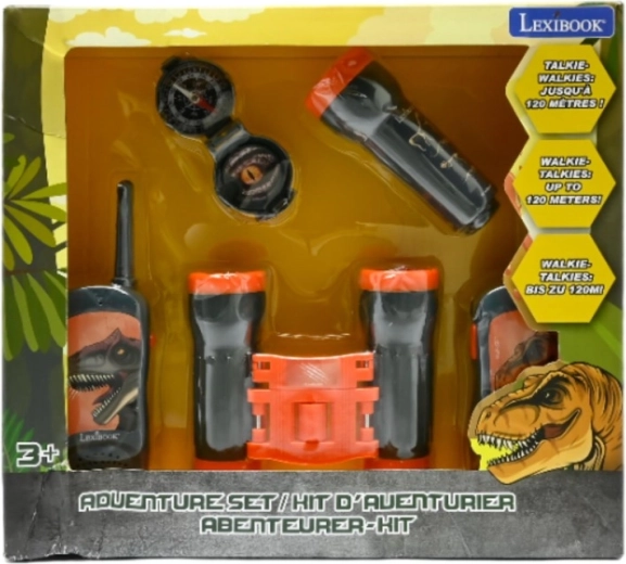 Lexibook ensemble d’exploration dinosaures avec talkies-walkies, jumelles, lampe de poche et boussole