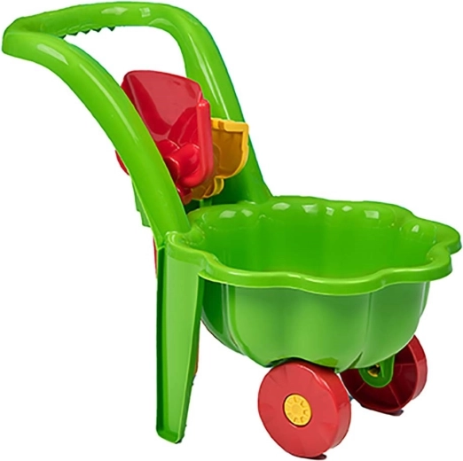 Chariot de jardin pour enfants avec pelle et râteau BAYO Pâquerette vert