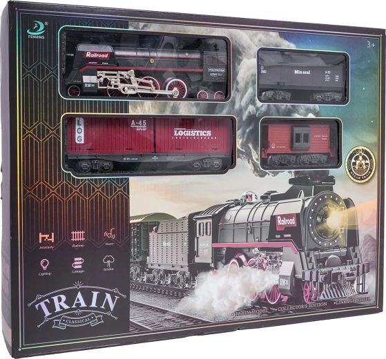 Train rétro avec lumières, sons et fumée 138 cm