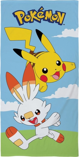 Serviette de plage Pokémon Pikachu et Scorbunny 70 × 140 cm