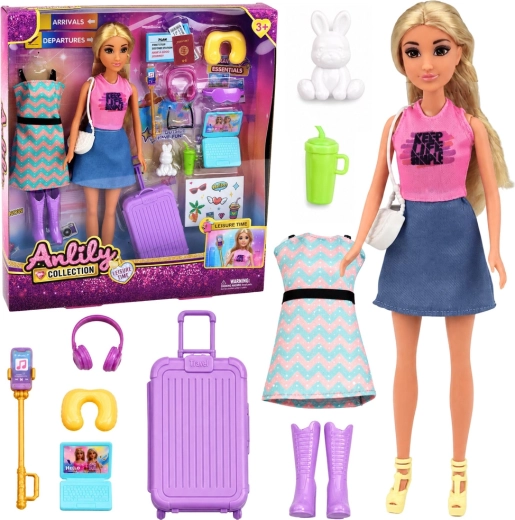 Anlily la voyageuse – poupée mannequin avec valise et accessoires de voyage 30 cm