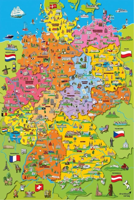 Schmidt puzzle Carte dessinée de l’Allemagne 200 pièces