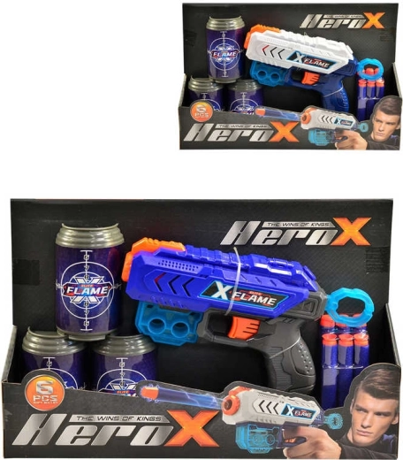 Pistolet en mousse Hero-X avec fléchettes à ventouse et cibles