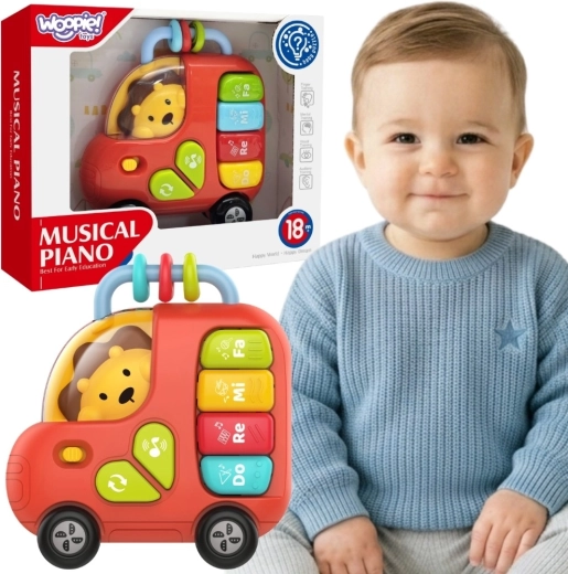 Woopie baby bus interactif avec piano et lion, avec sons et lumières