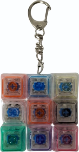 Porte-clés anti-stress avec bouton mécanique et rétroéclairage LED