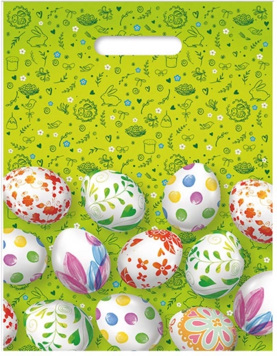 Sac plastique de Pâques Argus avec motif d’œufs 27 × 36 × 7 cm - 1 pièce