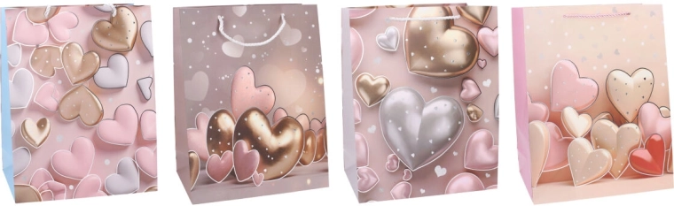 Petit sac cadeau en papier S avec motif de cœurs 18 × 23 × 10 cm