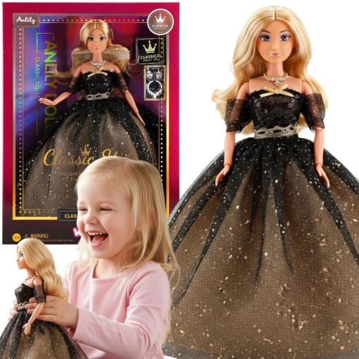 Poupée Woopie Royal Lily en robe noire et dorée de 30 cm