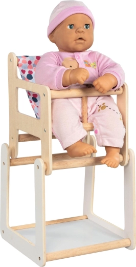 Chaise haute en bois pour poupées avec table 2en1