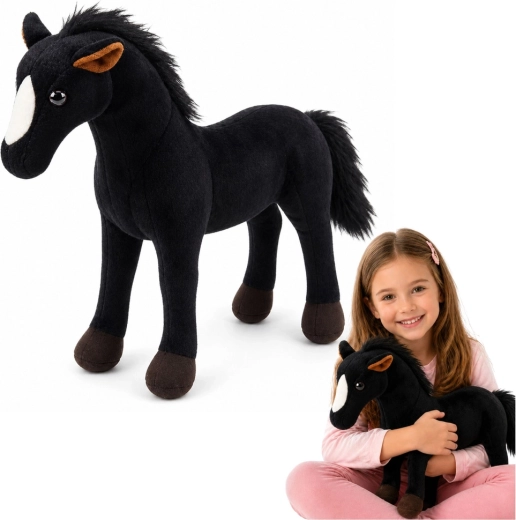 Cheval en peluche noir 40 × 37 cm