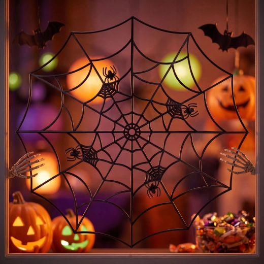 Décoration de toile d’araignée noire pour angle 30 × 30 cm – lot de 4 pièces