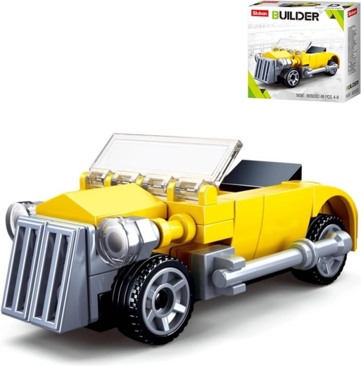 Sluban Builder cabriolet vintage jaune – kit de construction 48 pièces