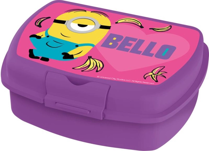 Boîte à goûter en plastique Minions, violette