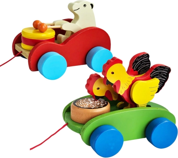 animal en bois à tirer pour enfants 14 cm