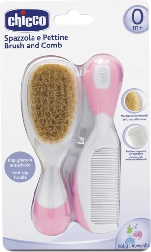 Chicco peigne et brosse pour bébés rose