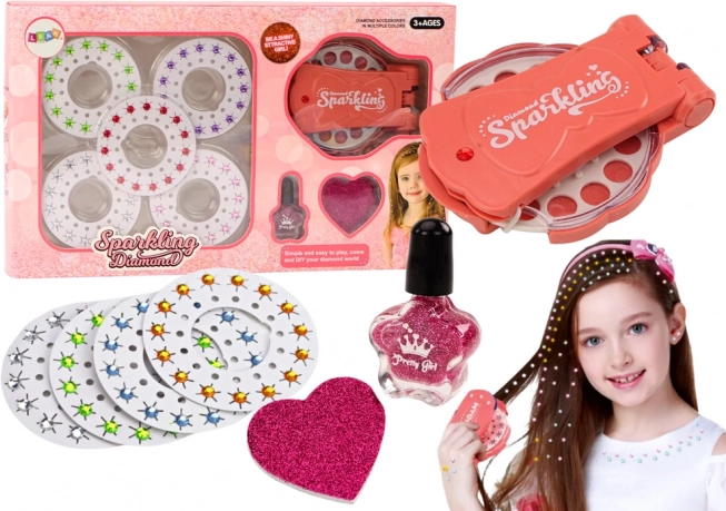 Coffret pour cheveux avec diamants et paillettes