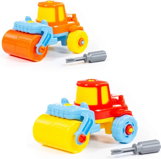 Rouleau compresseur routier enfant démontable avec tournevis - 1 pièce