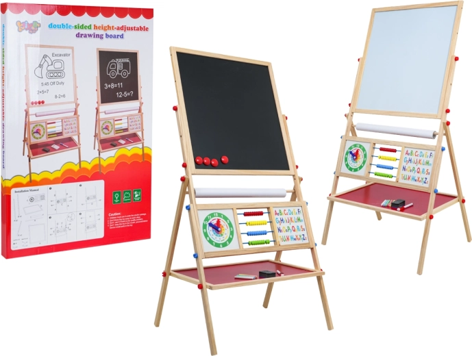 Tableau éducatif double face en bois avec accessoires