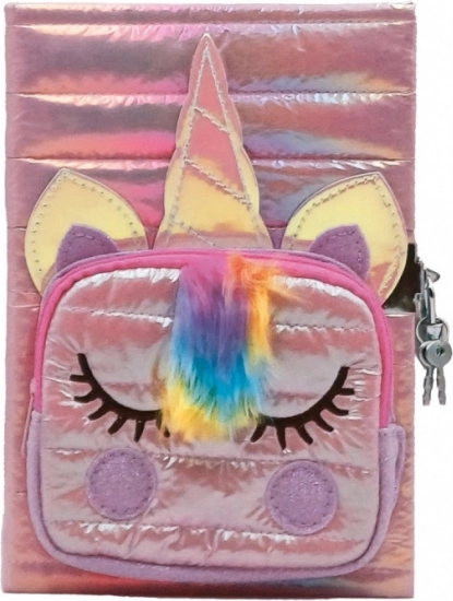 Journal en peluche Licorne avec poche, rose