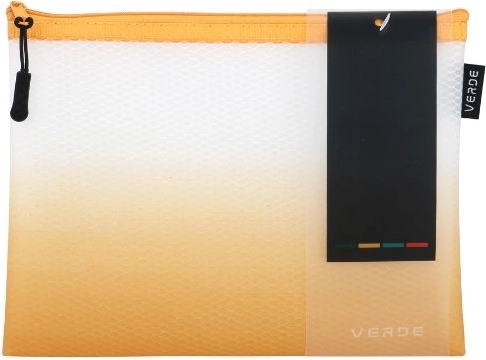 Pochette zippée en maille transparente VERDE moutarde A5