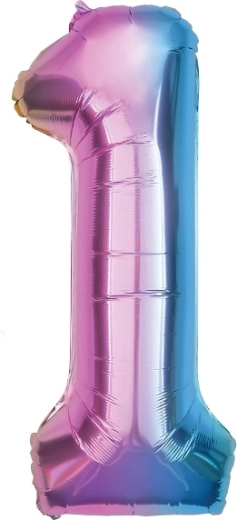 Ballon en aluminium chiffre 1 arc-en-ciel 85 cm