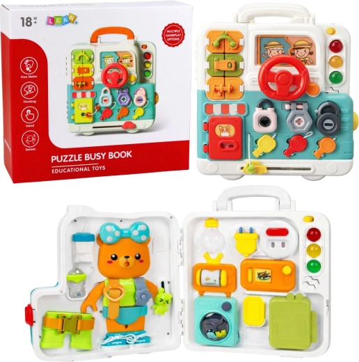 Livre de manipulation interactif – busy board éducatif avec lumières et sons, 16 éléments