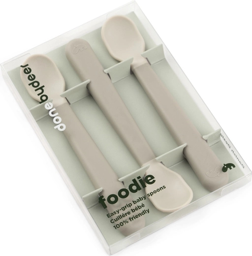 Cuillères pour enfants Done by Deer Easy-grip Foodie couleur sable – 3 pcs