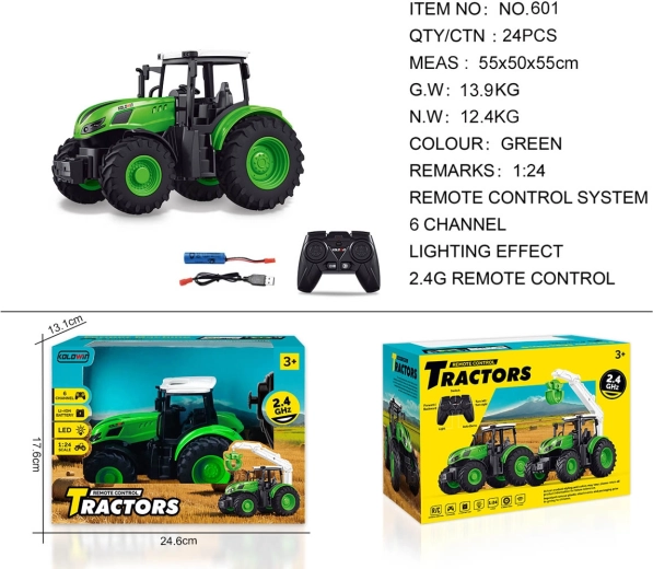 Tracteur vert télécommandé 1:24