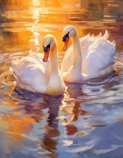 Norimpex peinture diamant cygnes blancs 30 × 40 cm
