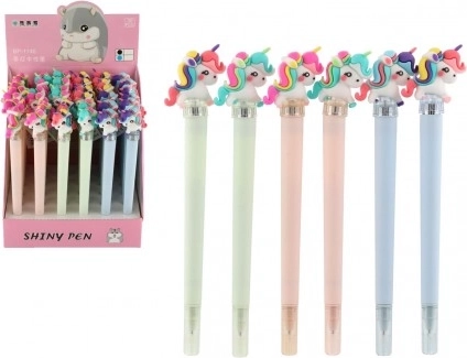 Stylo lumineux avec licorne, en plastique, 3 couleurs