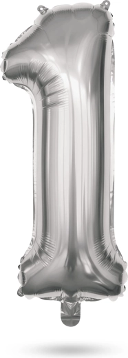Ballon en aluminium anniversaire chiffre 1 argenté 40 pouces