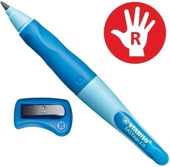 STABILO EASYergo crayon ergonomique pour droitiers avec taille-crayon bleu