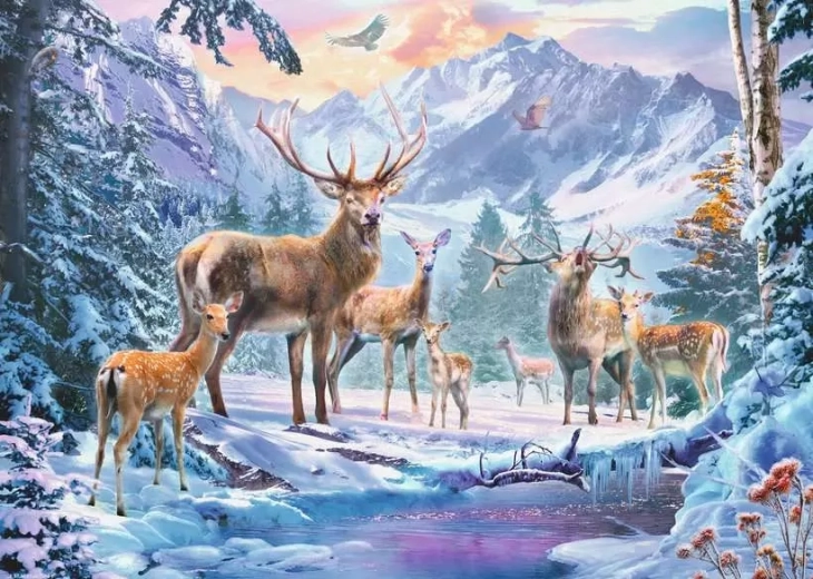 Puzzle Ravensburger Cerfs en hiver 1000 pièces