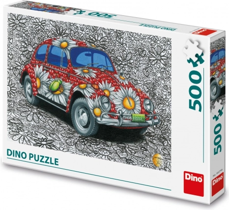 Puzzle peint voiture au motif floral 500 pièces
