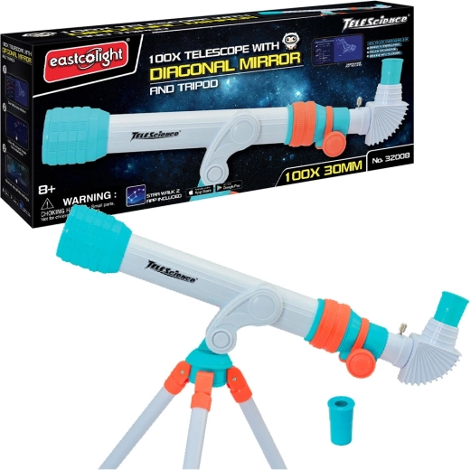 Télescope astronomique avec grossissement jusqu'à 100×, trépied et application Star Walk 2