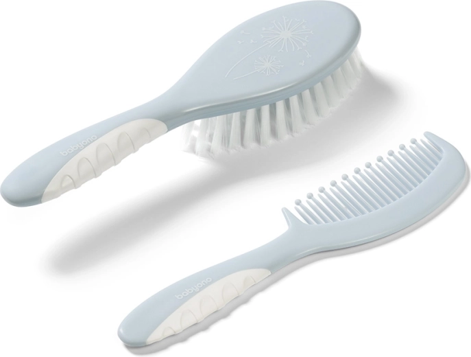 BabyOno brosse et peigne pour les cheveux des bébés avec poignée antidérapante, bleu