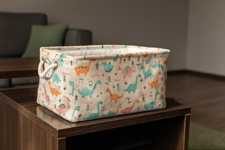 Panier textile pour jouets avec dinosaures 30 × 40 × 21 cm