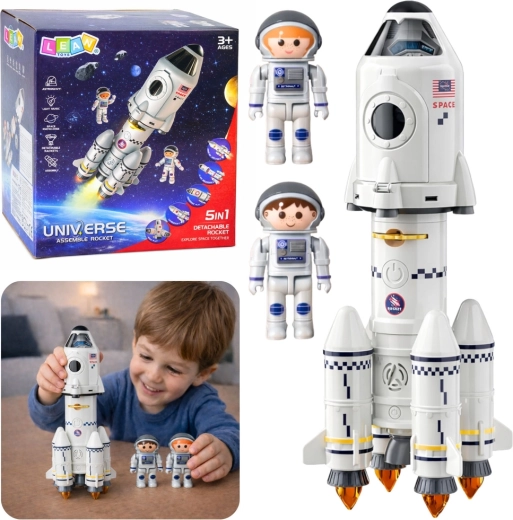 Fusée éducative 5 en 1 avec astronautes, lumières, sons et projecteur