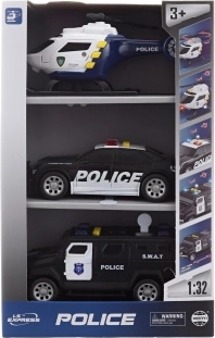 Ensemble de voitures de police et hélicoptère avec sons et lumières, à piles