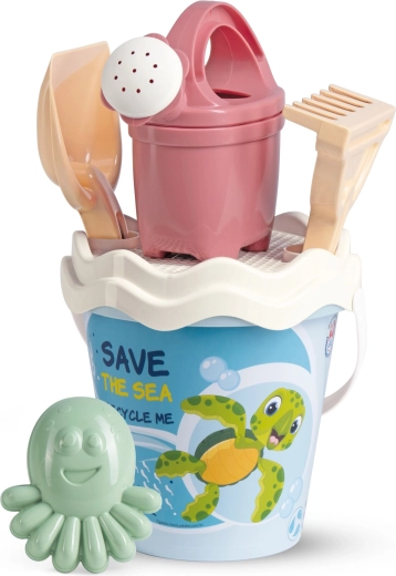 Androni ensemble pastel recyclé pour le sable Océan avec arrosoir – moyen, 6 pièces