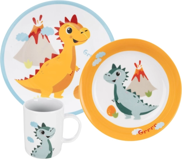 Ensemble de vaisselle enfant Dino rond 3 pcs