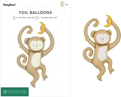 Ballon en aluminium singe, mix 51 × 88 cm