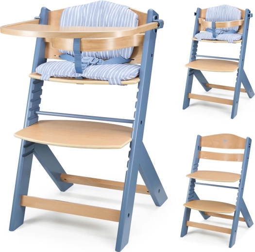Chaise haute Kinderkraft Enock Nordic Breeze avec coussin