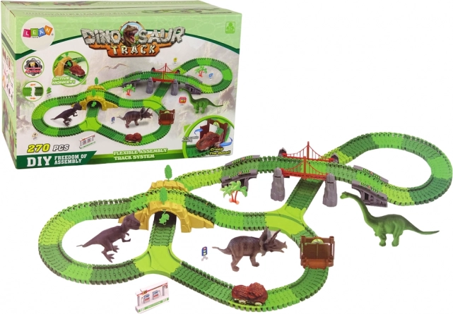 Circuit de dinosaures 270 pièces avec accessoires