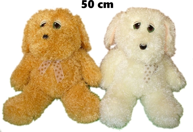 Grand chien en peluche avec nœud 55 cm