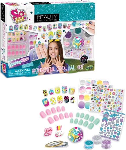 Tasia grande trousse de manucure avec paillettes et bagues pour enfants