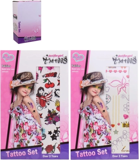 Tatouages temporaires pour filles – 36 pièces dans un présentoir cadeau