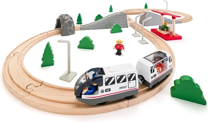 Circuit de train en bois Woody en forme de huit avec train électrique